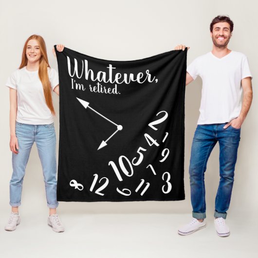 Ik ben gepensioneerd Grappig Pensioen Tijd Klok Zw Fleece Deken (In situ)