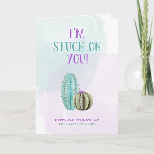Ik ben Geplakt op u Cactus Valentijn Feestdagen Kaart (Voorkant)