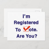 Ik ben geregistreerd om te stemmen 2026 briefkaart (Voorkant / Achterkant)