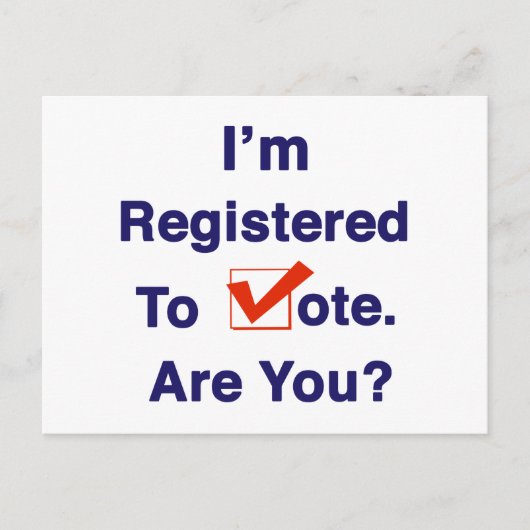 Ik ben geregistreerd om te stemmen 2026 briefkaart (Voorkant)