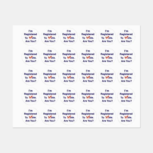 Ik ben geregistreerd om te stemmen 2026 labels (Vel)