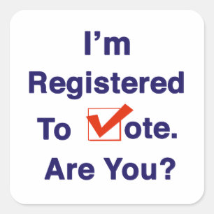 Ik ben geregistreerd om te stemmen 2026 vierkante sticker