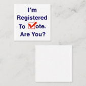 Ik ben geregistreerd om te stemmen 2026 vierkante visitekaartje (Voorkant / Achterkant)
