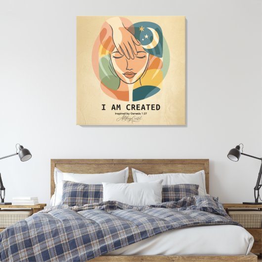 Ik Ben Geschapen - Boho Moderne Inspirerende Vormg Canvas Afdruk (Insitu (Slaapkamer))