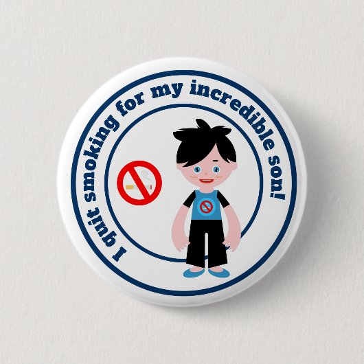 Ik ben gestopt met roken voor mijn zoon ronde button 5,7 cm (Voorkant)