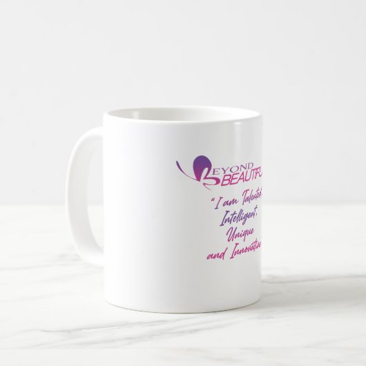 Ik ben getalenteerd, intelligent, uniek en innovat koffiemok (Voorkant links)