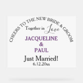 Ik ben getrouwd met Dusty Violet White Acryl Bord (Voorkant)