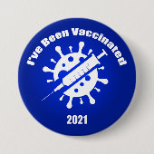 Ik ben gevaccineerd blauw ronde button 7,6 cm (Voorkant)