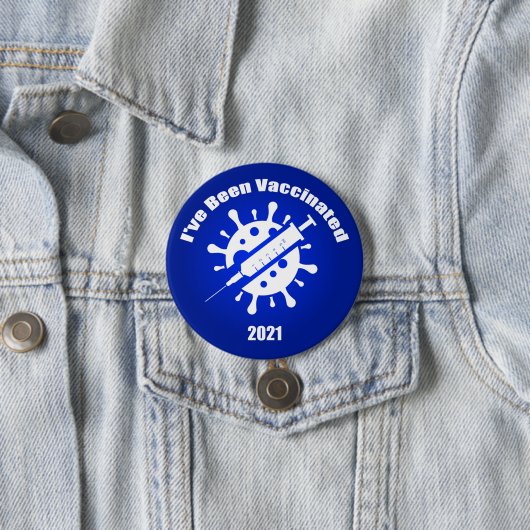 Ik ben gevaccineerd blauw ronde button 7,6 cm (In situ)