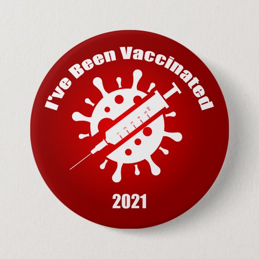 Ik ben gevaccineerd rood ronde button 7,6 cm (Voorkant)