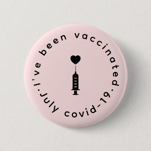 Ik ben gevaccineerd   Roze Cute Hart Veiligheid  Ronde Button 5,7 Cm