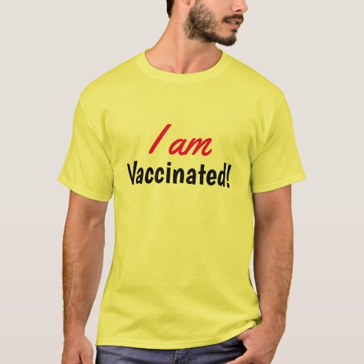 Ik ben gevaccineerd tekst gele t-shirt (Voorkant)