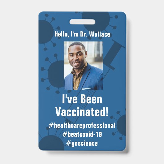 Ik ben gevaccineerd voor Covid-19, Deep Blue Badge (Voorzijde)