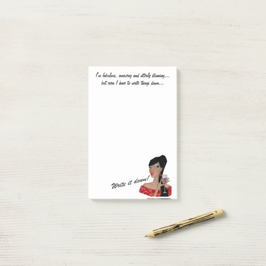 "Ik ben geweldig, verbazingwekkend, verbluffend... Post-it® Notes (Op bureau)