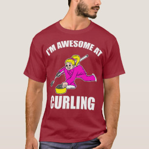 Ik ben Geweldige bij het Curling Girl Curler Tourn T-shirt