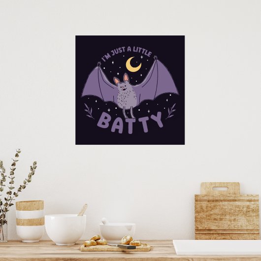 Ik ben gewoon een beetje grappig Halloween Bat Pun Poster (Keuken)