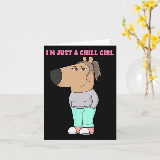 Ik ben gewoon een chill meisje Meme grappig chill  Kaart (Gele Bloem)