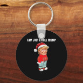 Ik ben gewoon een chill Trump grappig kerstontwerp Sleutelhanger (Voorkant)