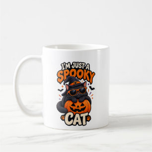 Ik ben gewoon een griezelige kat Halloween Zwarte Koffiemok