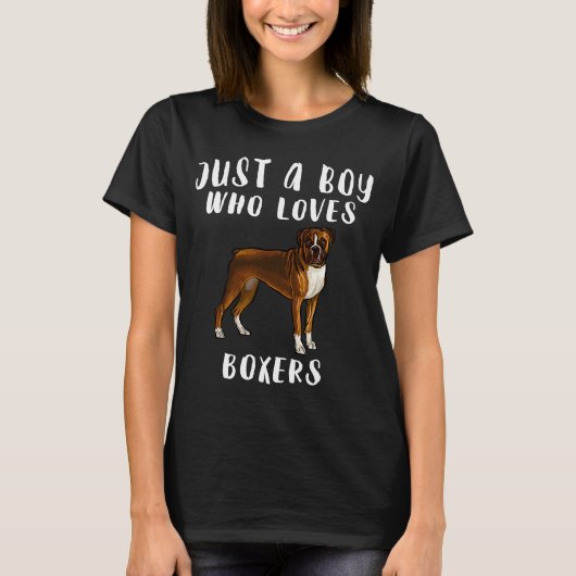 Ik ben gewoon een jongen die van Boxers Dog houdt T-shirt (Voorkant)