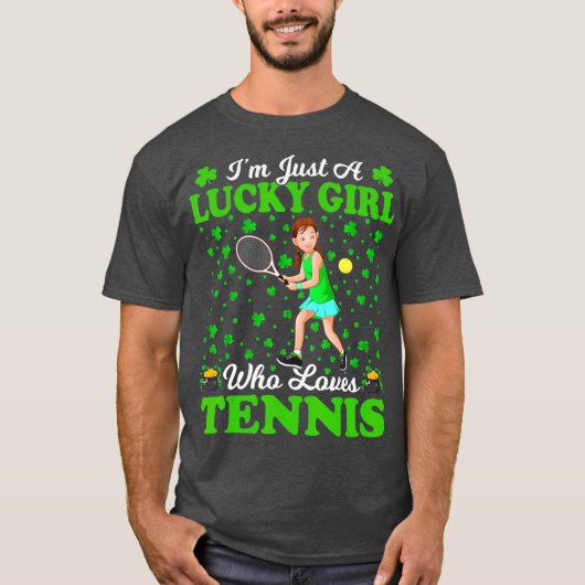 Ik ben gewoon een Lucky meisje dat van Tennis houd T-shirt (Voorkant)