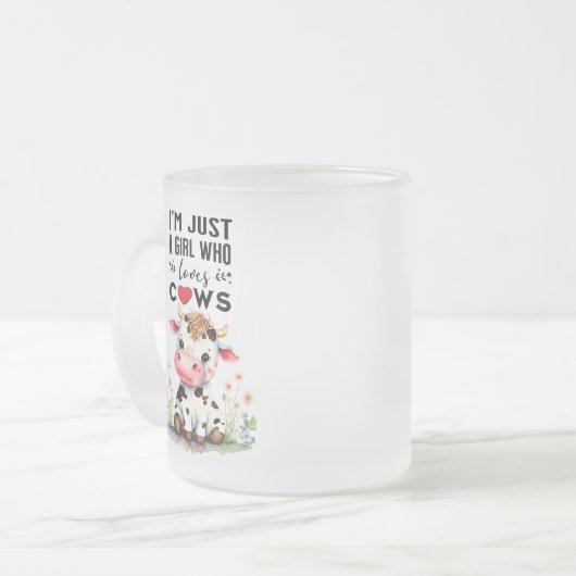 Ik ben gewoon een meisje dat houdt van Koeien 296m Matglas Koffiemok (Voorkant links)