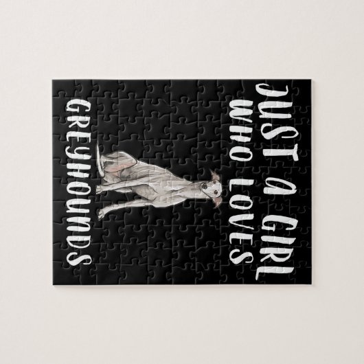 Ik ben gewoon een meisje dat van Greyhounds Honden Legpuzzel (Horizontaal)