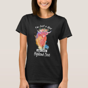 Ik ben gewoon een meisje dat van Highland-koeien h T-shirt