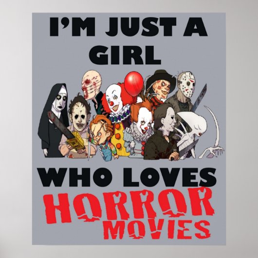 Ik ben gewoon een meisje dat van horrorfilms houdt poster (Voorkant)
