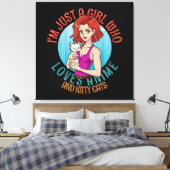 Ik ben gewoon een meisje dat van katten houdt canvas afdruk (Insitu (Slaapkamer))