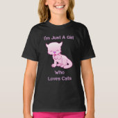Ik ben gewoon een meisje dat van katten houdt t-shirt (Voorkant)
