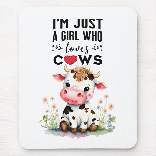 Ik ben gewoon een meisje dat van Koeien houdt Muismat (Voorkant)