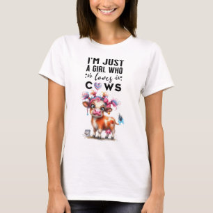 Ik ben gewoon een meisje dat van Koeien houdt, roz T-shirt