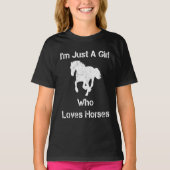 Ik ben gewoon een meisje dat van paarden houdt t-shirt (Voorkant)