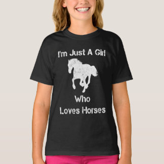 Ik ben gewoon een meisje dat van paarden houdt t-shirt