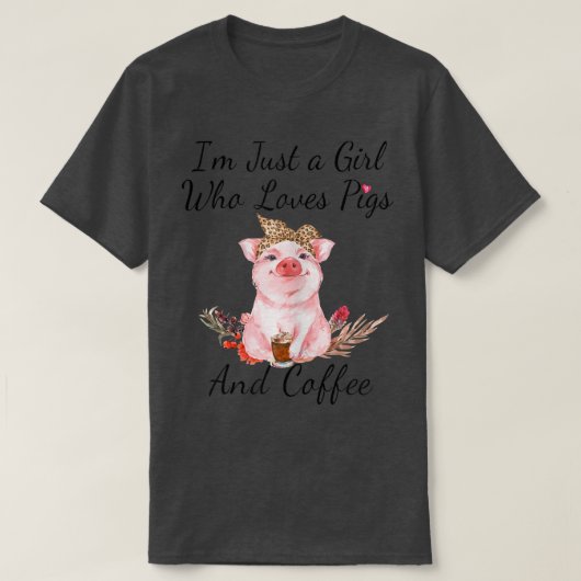 Ik ben gewoon een meisje dat van varkens en koffie t-shirt (Design voorkant)