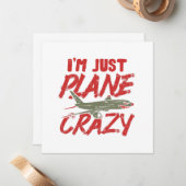 Ik ben gewoon 'Plane Crazy Airplane Fly Vliegtuig  Notitiekaartje (Voorkant / Achterkant in situ)