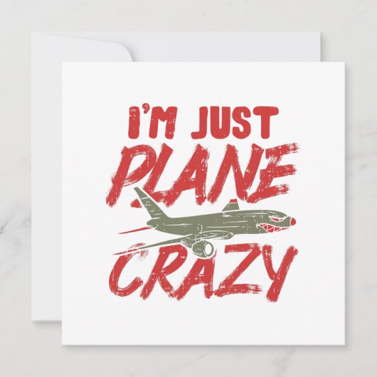 Ik ben gewoon 'Plane Crazy Airplane Fly Vliegtuig  Notitiekaartje (Voorkant)