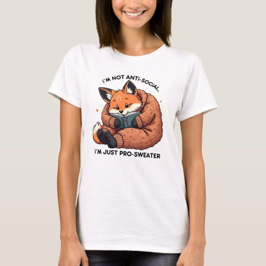 Ik ben gewoon pro-trui - Gezellige antisociale Fox T-shirt (Voorkant)