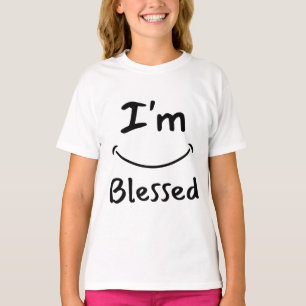 Ik ben gezegend bijbelse glimlach meisje t-shirt