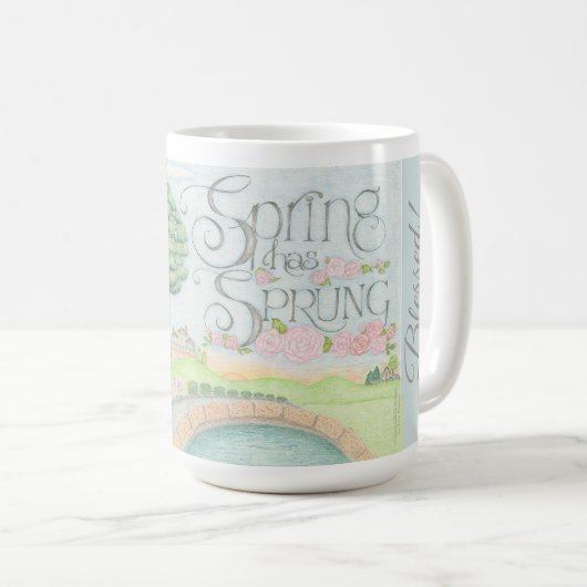 IK BEN GEZEGEND! De lente is begonnen koffiemok (Voorkant rechts)