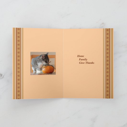 Ik ben gezegend Thanksgiving Wenskaart met Kat Feestdagen Kaart (Binnen)