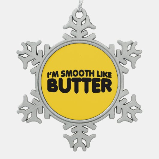 Ik ben glad als Butter Tin Sneeuwvlok Ornament (Voorkant)