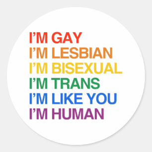 IK BEN GLBT IK BEN MENS.png Ronde Sticker