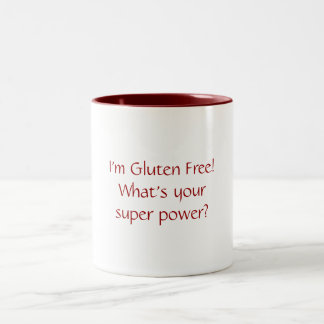 Ik ben Gluten Free! Wat is uw superkracht-Mok? Tweekleurige Koffiemok
