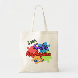 "Ik ben Gods meesterwerk" gepersonaliseerde canvas Tote Bag