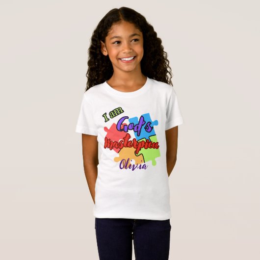 "Ik ben Gods meesterwerk" Puzzel ontwerp t -shirt T-shirt (Voorkant volledig)