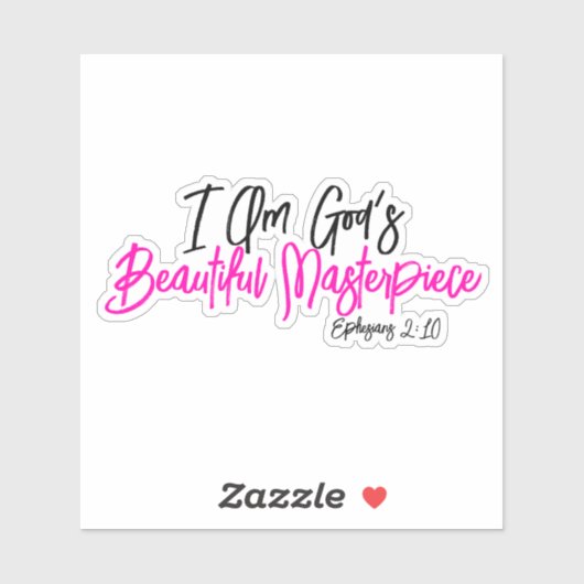 Ik ben God's prachtige Masterstuk Roze Christelijk Sticker (Vel)
