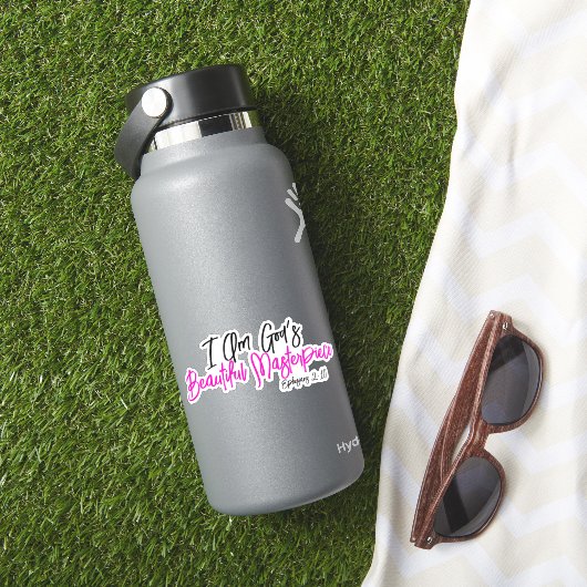 Ik ben God's prachtige Masterstuk Roze Christelijk Sticker (HydroFlask Insitu)