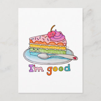 Ik ben goed, Kawaii Cartoon Regenboogtaart Ansicht Briefkaart